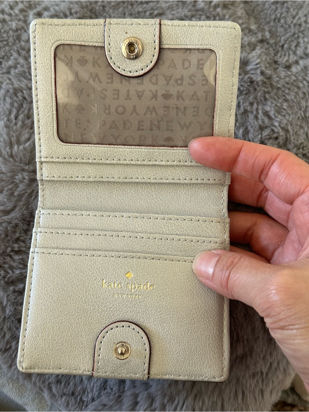 kate spade silver glitter compact slim bi-fold wallet with coin purse - Picture 5 of 12